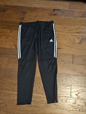 adidas Black Soccer Joggers with White Side Stripes